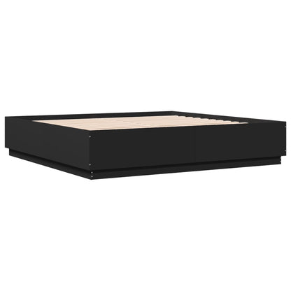 Bed Frame with LED without Mattress Black 200x200 cm