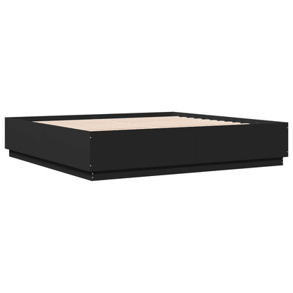 Bed Frame with LED without Mattress Black 200x200 cm