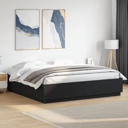 Bed Frame with LED without Mattress Black 200x200 cm