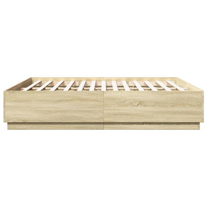 Bed Frame with LED without Mattress Sonoma Oak 200x200 cm