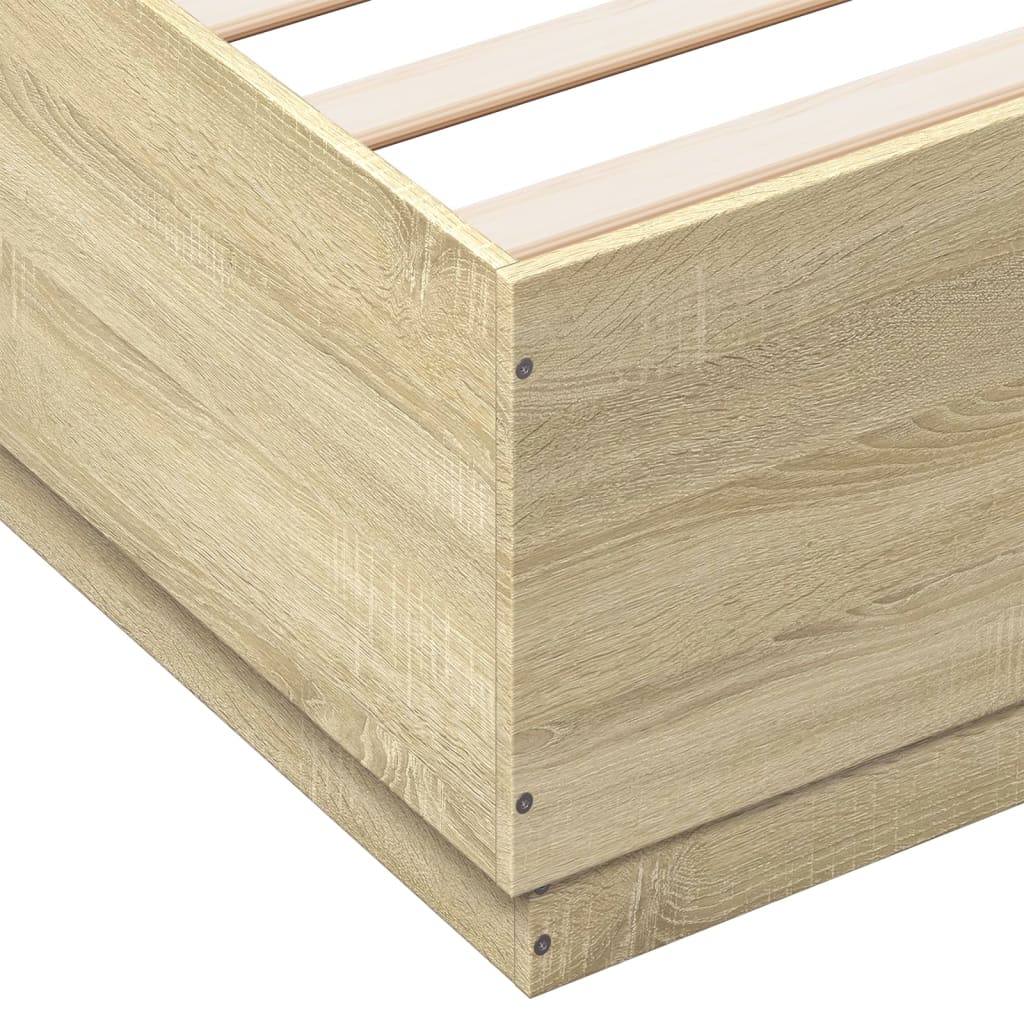 Bed Frame with LED without Mattress Sonoma Oak 200x200 cm