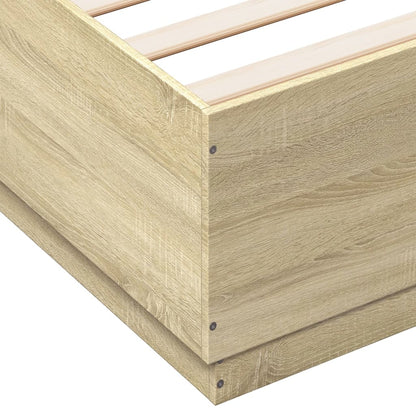 Bed Frame with LED without Mattress Sonoma Oak 200x200 cm