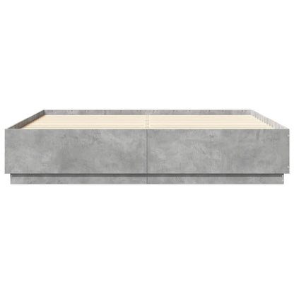 Bed Frame with LED without Mattress Concrete Grey 200x200 cm