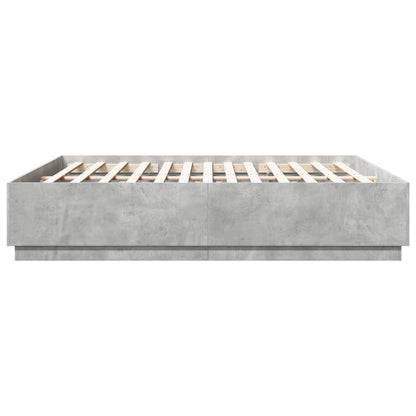 Bed Frame with LED without Mattress Concrete Grey 200x200 cm