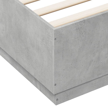 Bed Frame with LED without Mattress Concrete Grey 200x200 cm