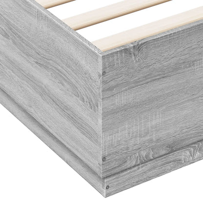 Bed Frame with LED without Mattress Grey Sonoma 200x200 cm