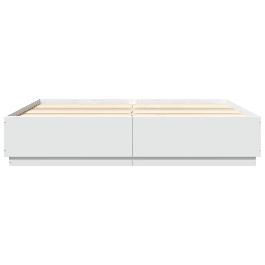 Bed Frame with LED without Mattress White 180x200 cm Super King