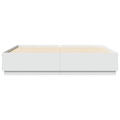 Bed Frame with LED without Mattress White 180x200 cm Super King