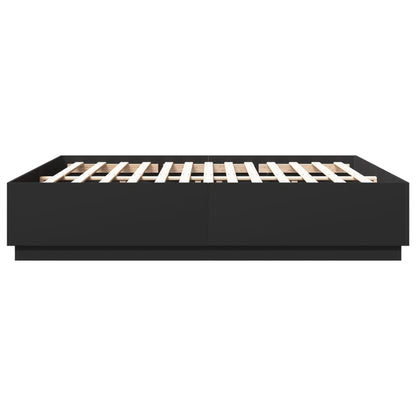 Bed Frame with LED without Mattress Black 180x200 cm Super King