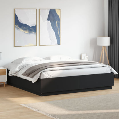 Bed Frame with LED without Mattress Black 180x200 cm Super King