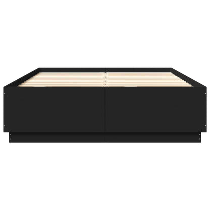 Bed Frame with LED without Mattress Black 160x200 cm