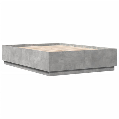 Bed Frame with LED without Mattress Concrete Grey 150x200 cm King Size
