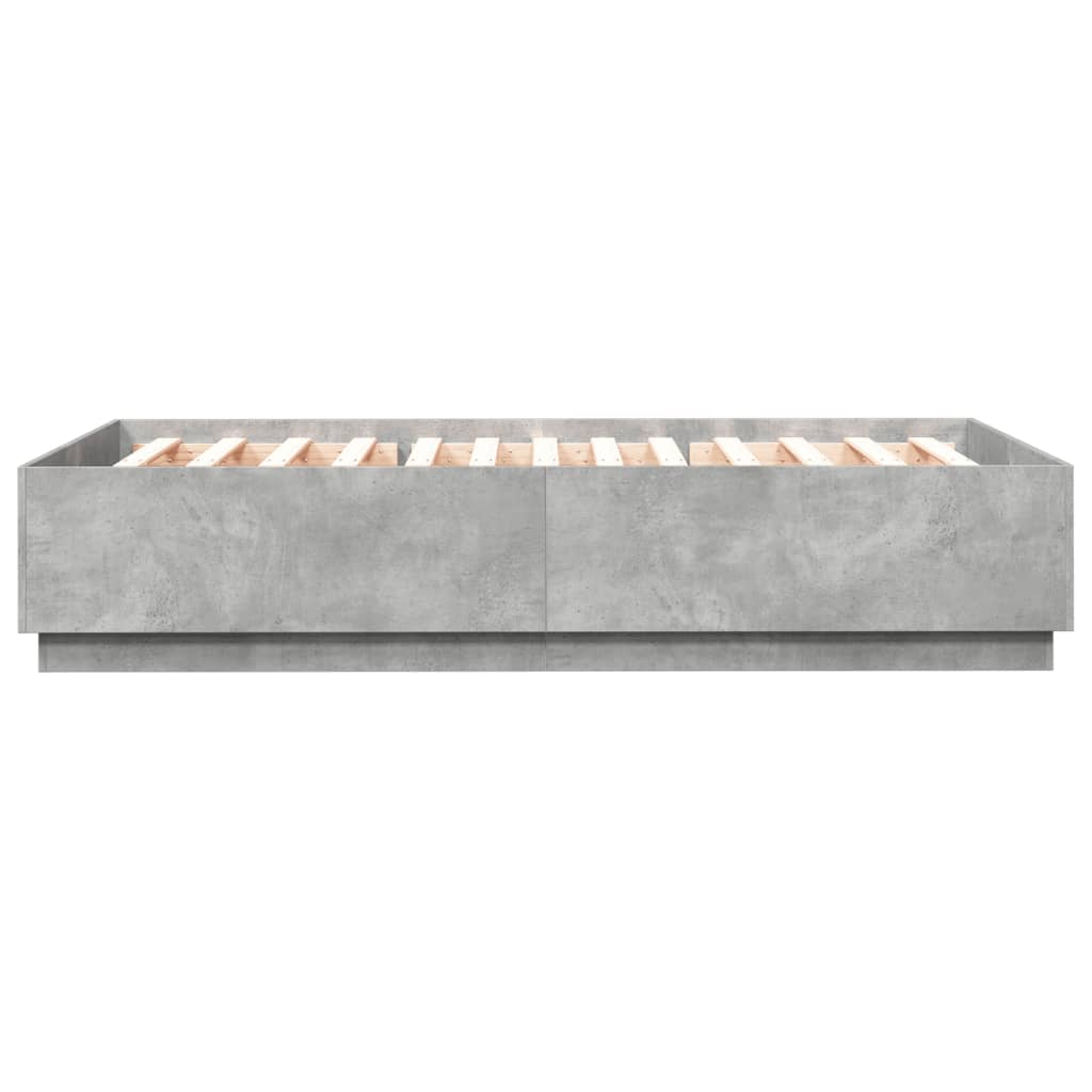 Bed Frame with LED without Mattress Concrete Grey 150x200 cm King Size