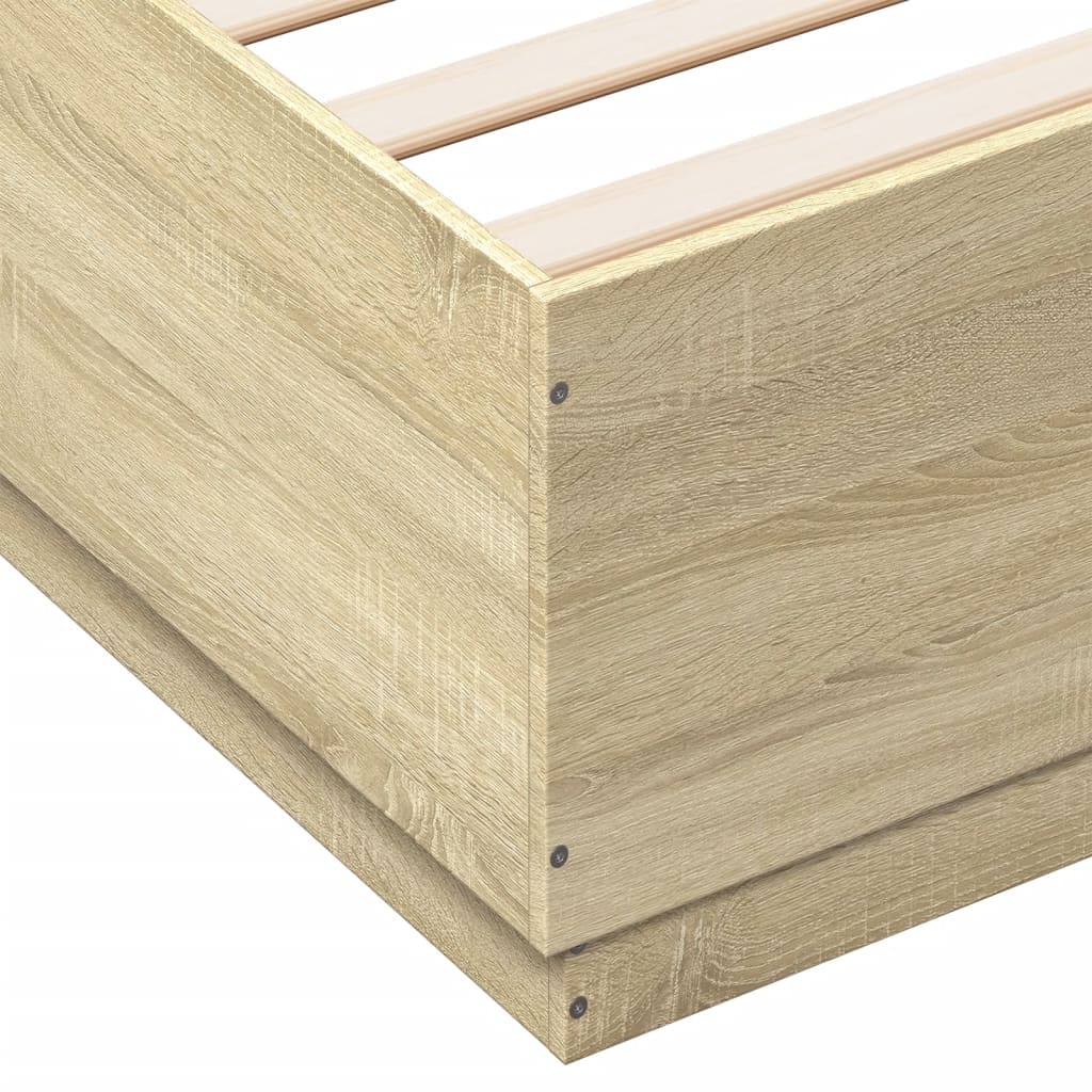 Bed Frame with LED without Mattress Sonoma Oak 140x200 cm