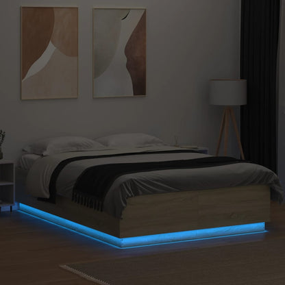 Bed Frame with LED without Mattress Sonoma Oak 120x200 cm