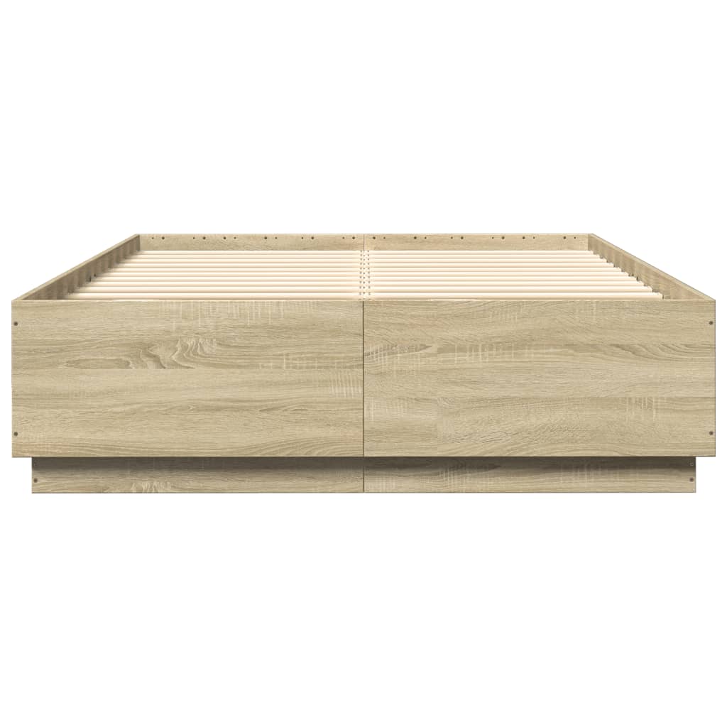 Bed Frame with LED without Mattress Sonoma Oak 120x200 cm