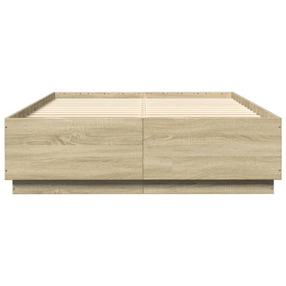 Bed Frame with LED without Mattress Sonoma Oak 120x200 cm