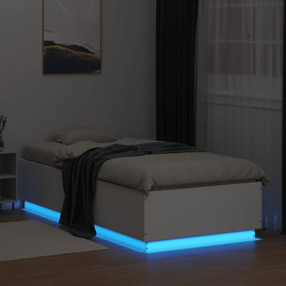 Bed Frame with LED without Mattress White 100x200 cm