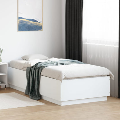 Bed Frame with LED without Mattress White 100x200 cm