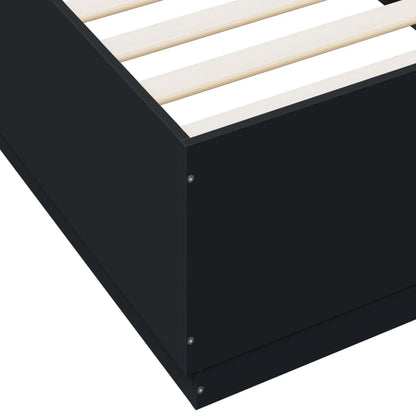 Bed Frame with LED without Mattress Black 100x200 cm