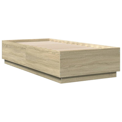 Bed Frame with LED without Mattress Sonoma Oak 100x200 cm
