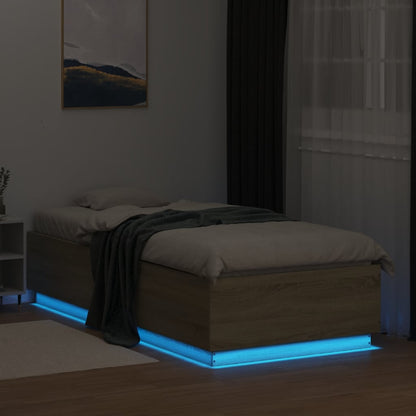 Bed Frame with LED without Mattress Sonoma Oak 100x200 cm