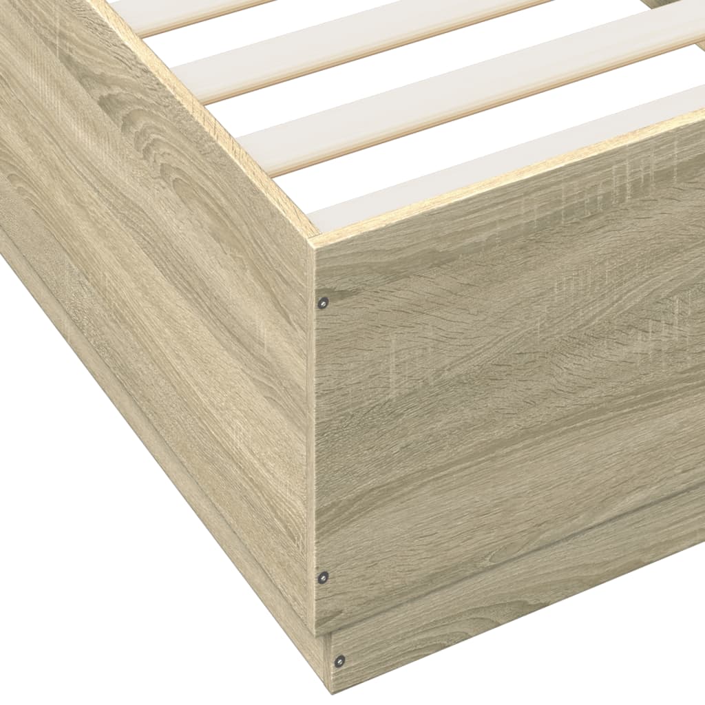 Bed Frame with LED without Mattress Sonoma Oak 100x200 cm