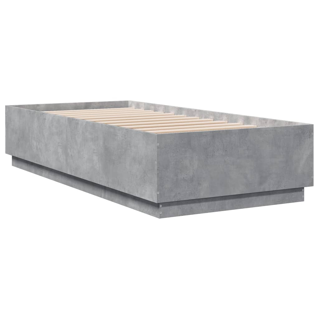Bed Frame with LED without Mattress Concrete Grey 100x200 cm