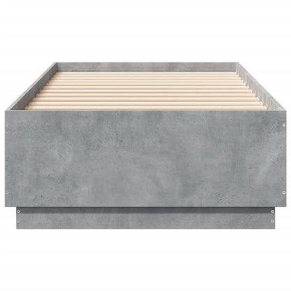 Bed Frame with LED without Mattress Concrete Grey 100x200 cm