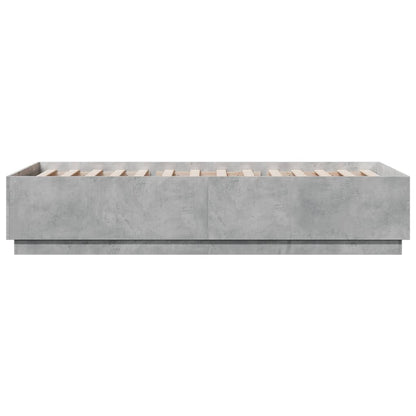 Bed Frame with LED without Mattress Concrete Grey 100x200 cm