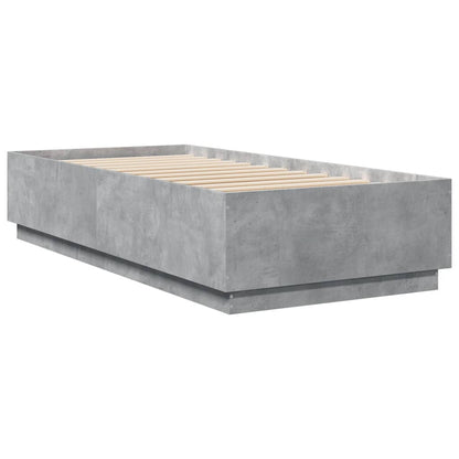 Bed Frame with LED without Mattress Concrete Grey 100x200 cm