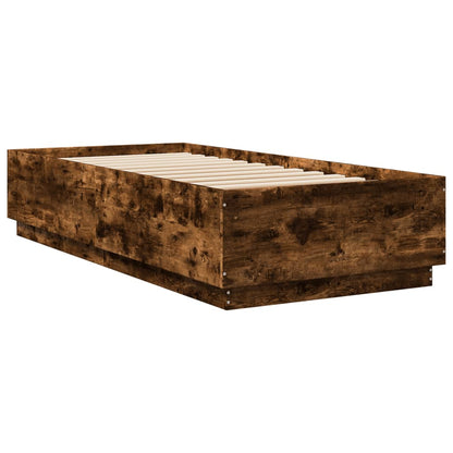 Bed Frame with LED without Mattress Smoked Oak 100x200 cm