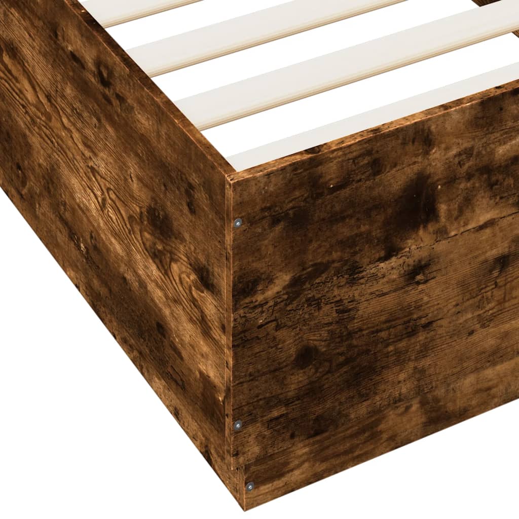 Bed Frame with LED without Mattress Smoked Oak 100x200 cm