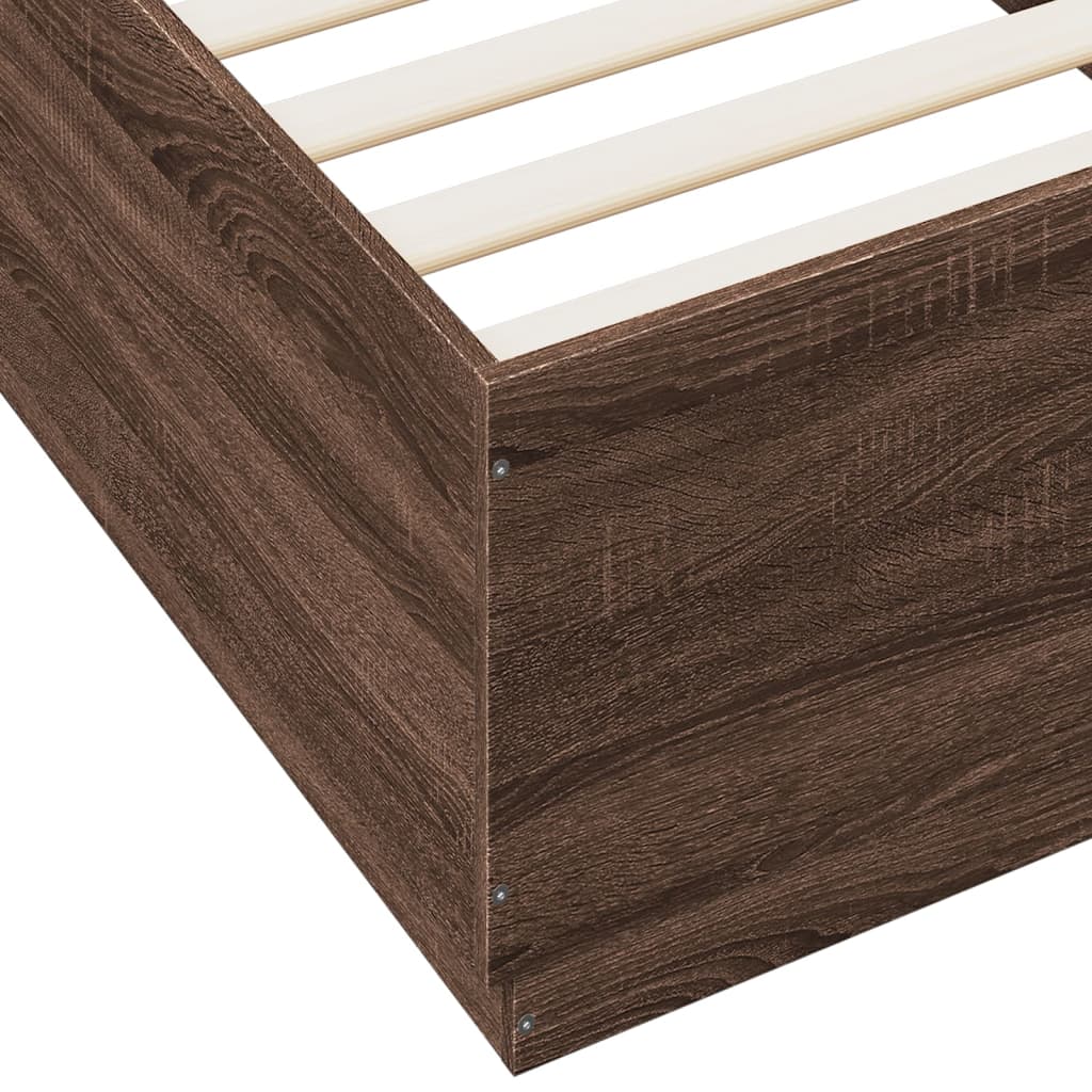 Bed Frame with LED without Mattress Brown Oak 100x200 cm