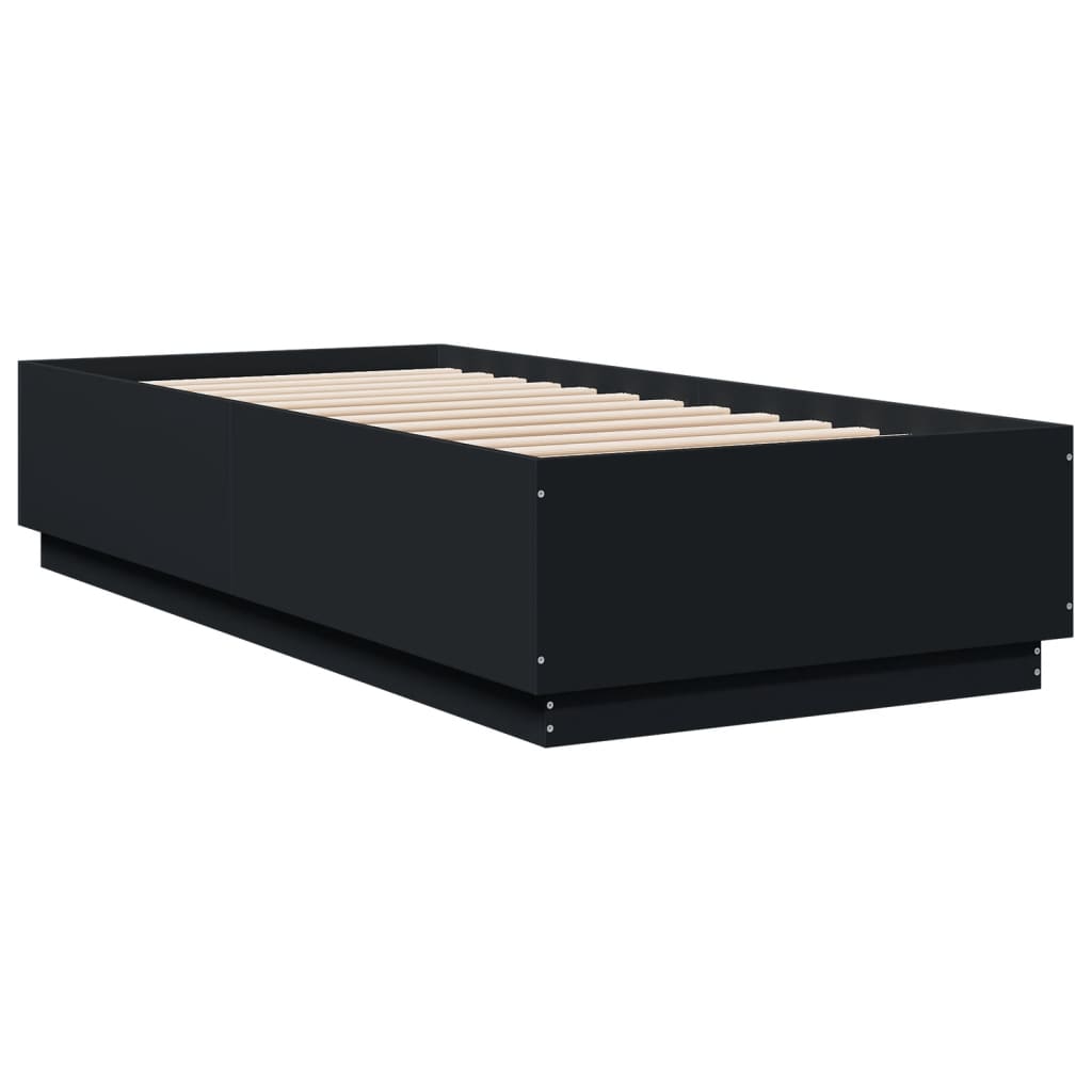 Bed Frame with LED without Mattress Black 90x200 cm