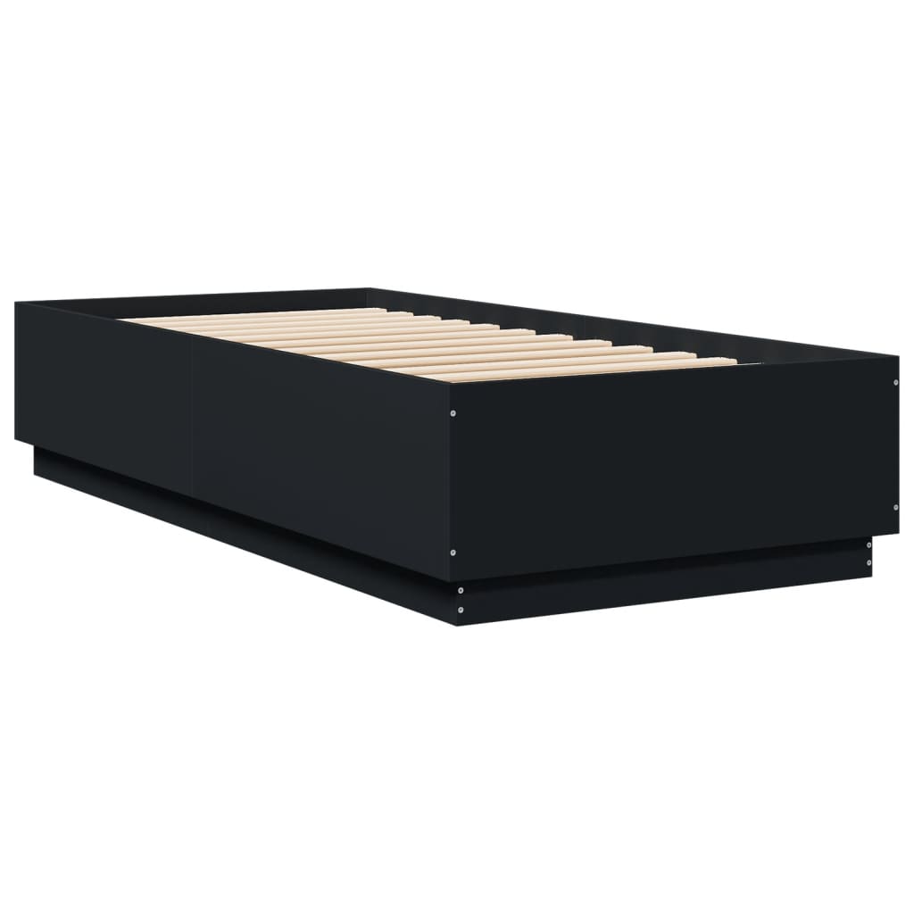 Bed Frame with LED without Mattress Black 90x200 cm