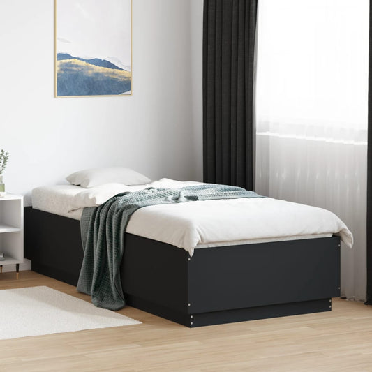 Bed Frame with LED without Mattress Black 90x200 cm
