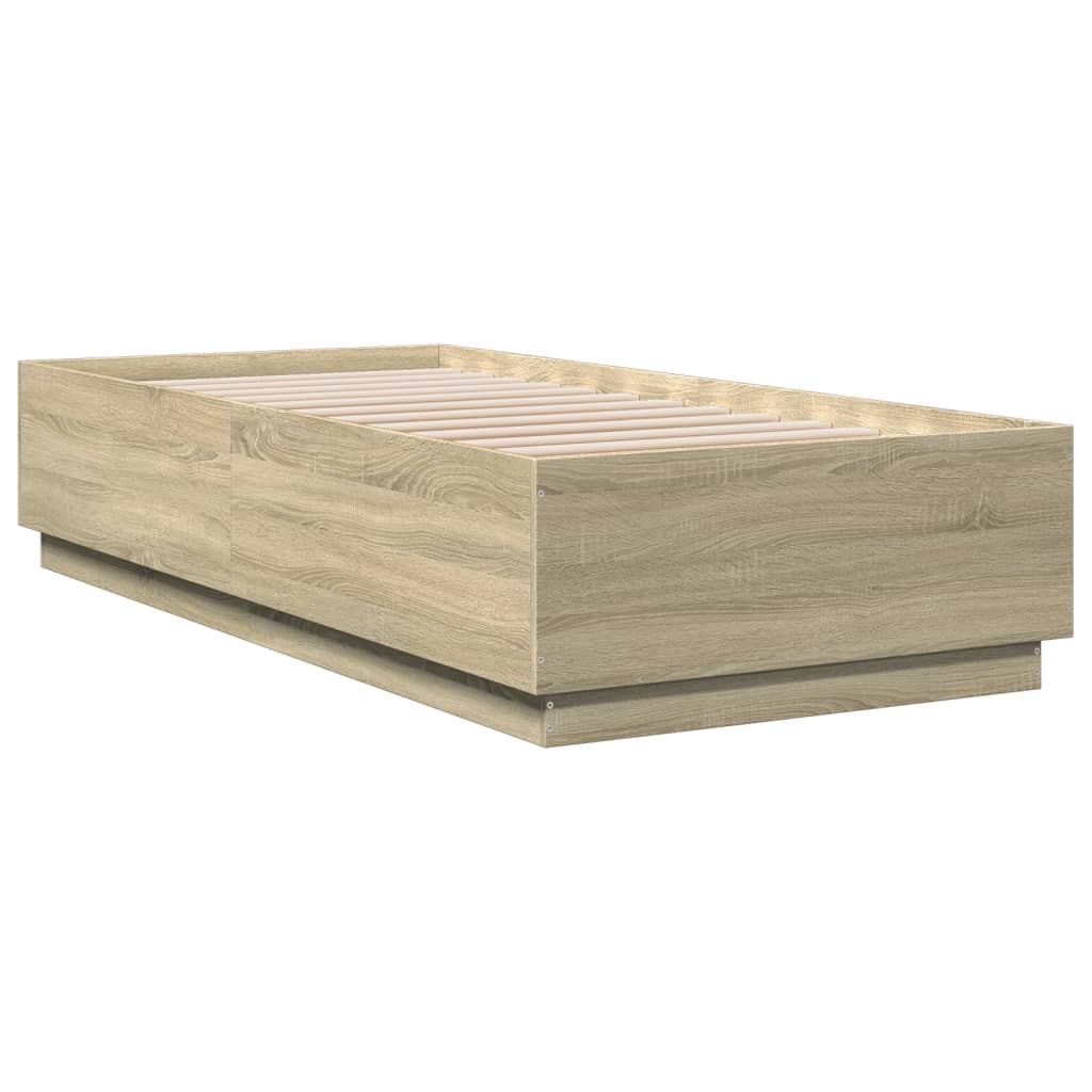 Bed Frame with LED without Mattress Sonoma Oak 90x200 cm