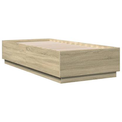 Bed Frame with LED without Mattress Sonoma Oak 90x200 cm