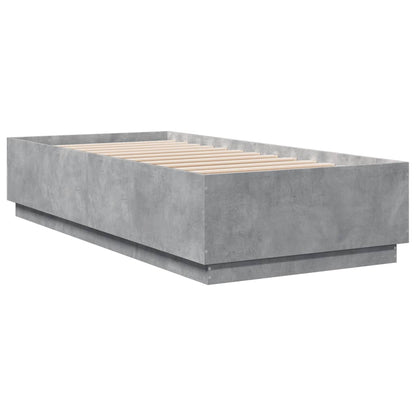 Bed Frame with LED without Mattress Concrete Grey 90x200 cm