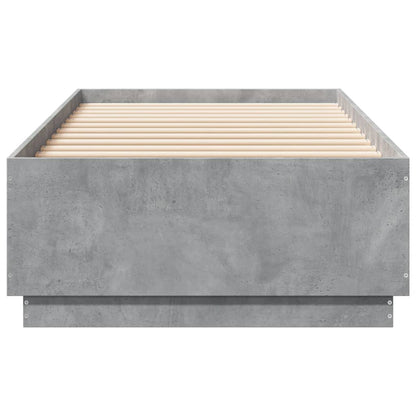 Bed Frame with LED without Mattress Concrete Grey 90x200 cm