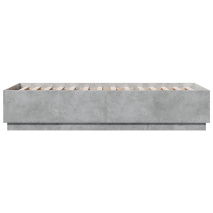 Bed Frame with LED without Mattress Concrete Grey 90x200 cm