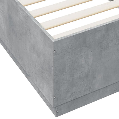 Bed Frame with LED without Mattress Concrete Grey 90x200 cm
