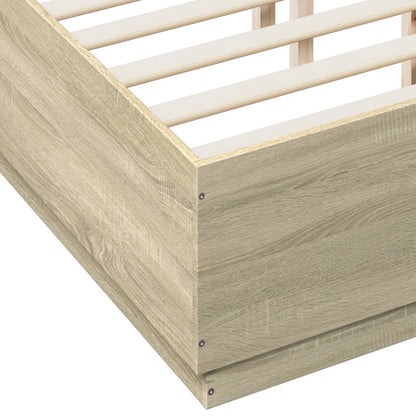 Bed Frame with LED without Mattress Sonoma Oak 140x190 cm