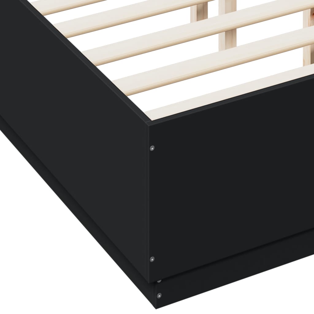 Bed Frame with LED without Mattress Black 120x190 cm Small Double