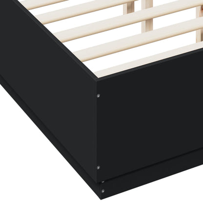 Bed Frame with LED without Mattress Black 120x190 cm Small Double