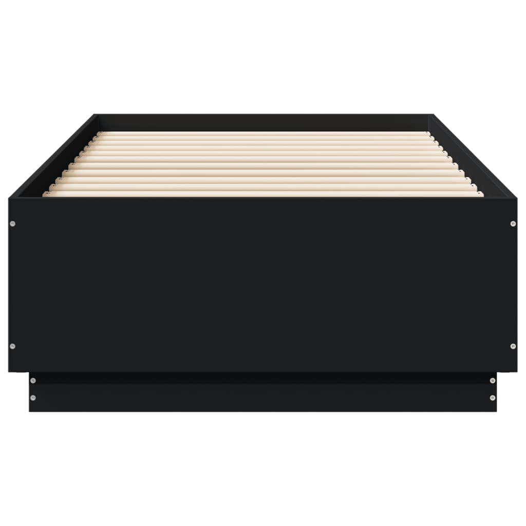 Bed Frame with LED without Mattress Black 90x190 cm Single