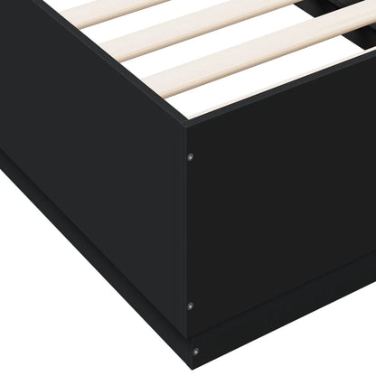 Bed Frame with LED without Mattress Black 90x190 cm Single