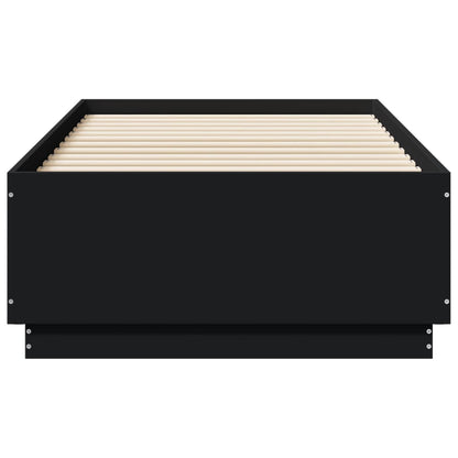 Bed Frame with LED without Mattress Black 75x190 cm Small Single
