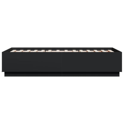 Bed Frame with LED without Mattress Black 75x190 cm Small Single